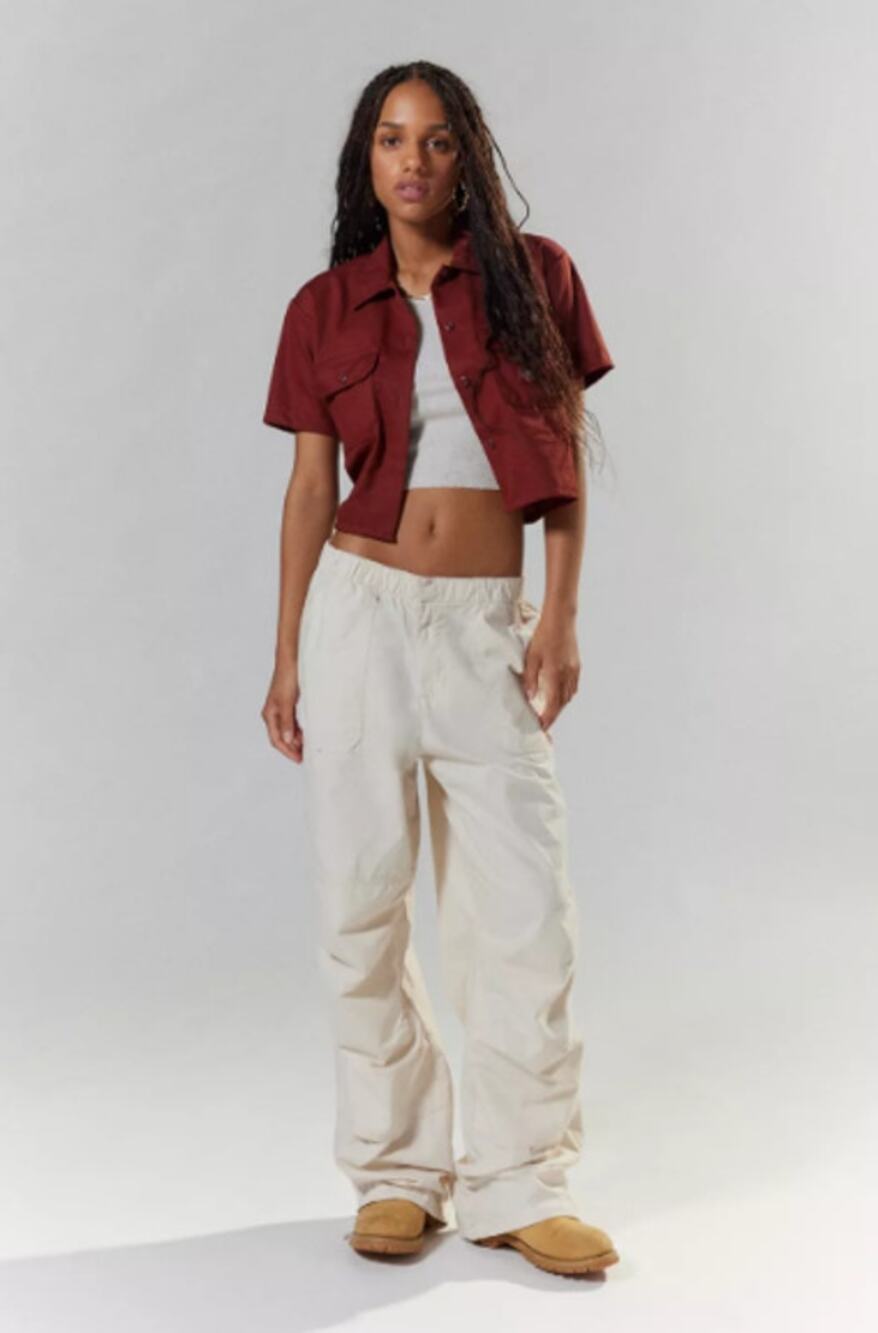 Dickies Fisherville Utility Pants Women’s Small Ivory Double Knee Baggy Y2K